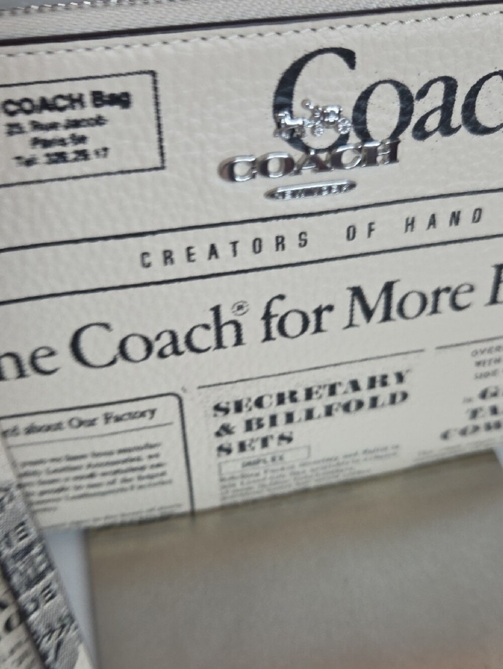 Coach Newspaper-Print Wristlet in Cream and Black - Picture 3 of 9